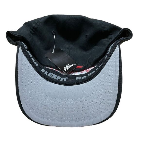 No Fear Hat Skull Flag Flex Ball Cap Black Red Stitching Small/Medium - Picture 8 of 16